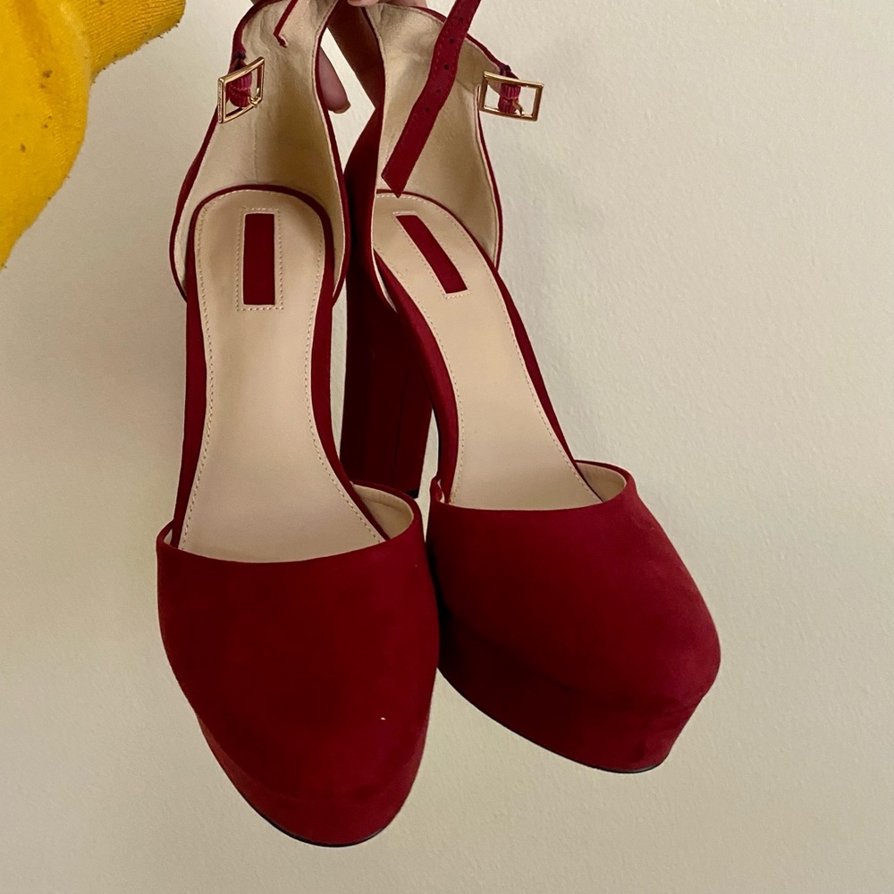 Red platform heels